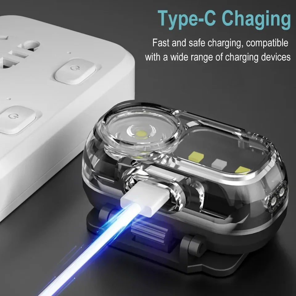Powerful LED Induction Headlamp 5 Lighting Modes Type-C Charge Head Flashlight Outdoor Waterproof Camping Fishing Headlight