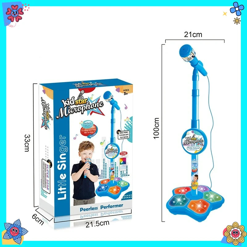 Kids Microphone with Stand Karaoke Song Machine Music Instrument Toys Brain-Training Educational Toys Birthday Gift for Girl Boy