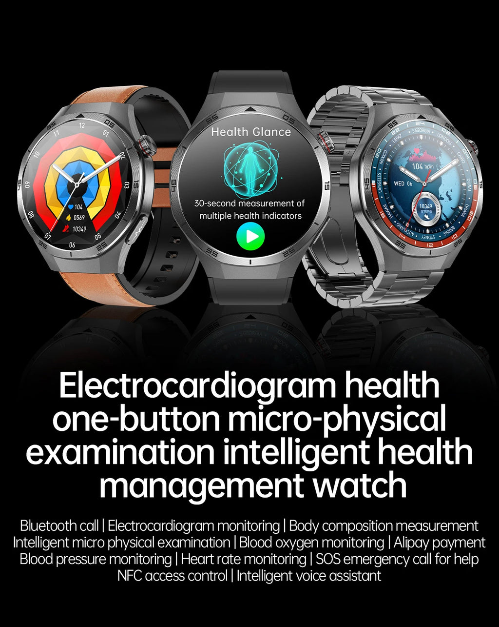 2025 New ECG+PPG Three High treatment Smart Watch Lipids Uric acid Blood pressure Smartwatch Men NFC Sport HD Call Health Clock