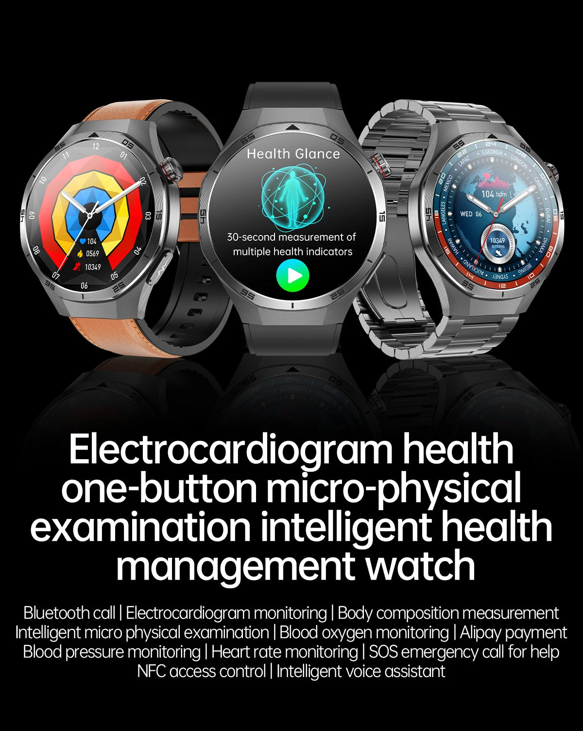 2025 New ECG+PPG Three High treatment Smart Watch Lipids Uric acid Blood pressure Smartwatch Men NFC Sport HD Call Health Clock