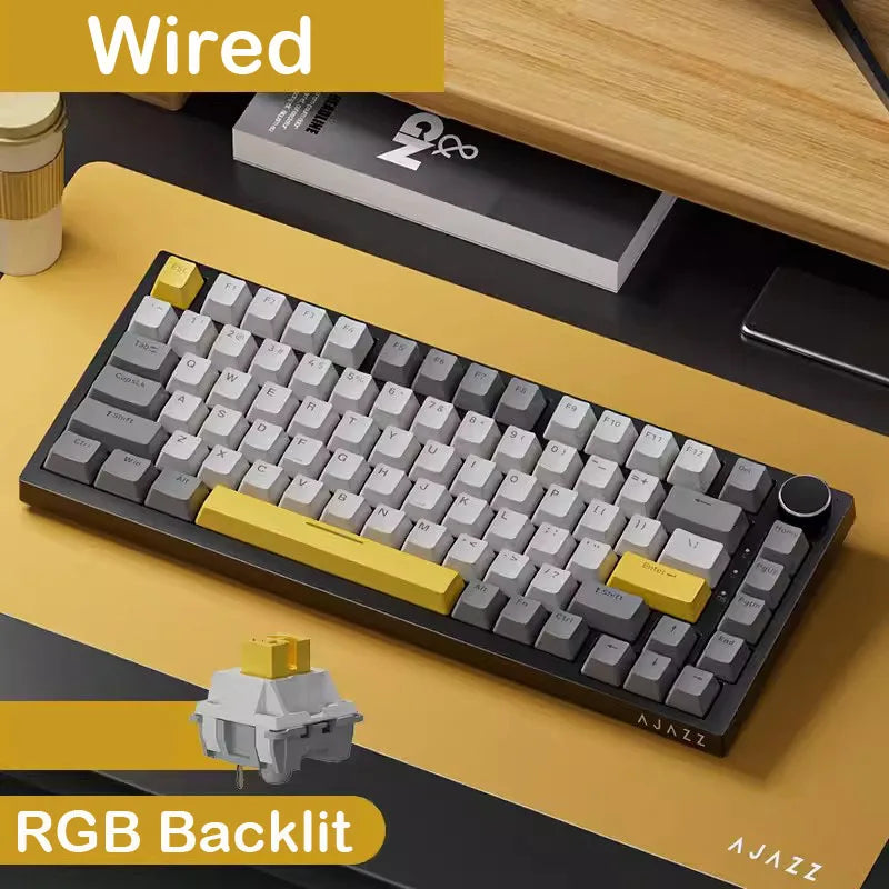 AK820 Gray Color 75% Mechanical Gaming Keyboard RGB – PBT Keycaps, Anti-Ghosting