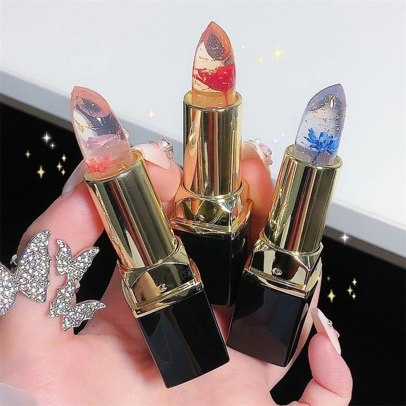 Moisturizing Flower Transparent Lipstick Temperature Color Changing Lip Balm Long Lasting Jelly Lipstick Lips Care Makeup 1pc