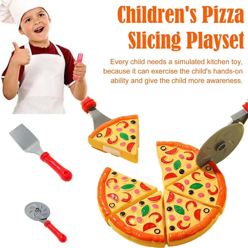 Kids Pizza Cutting Toy - Kitchen Play Accessories, Pretend Cooking Food Fake Pizza Pie Playset for Kids Indoor Play