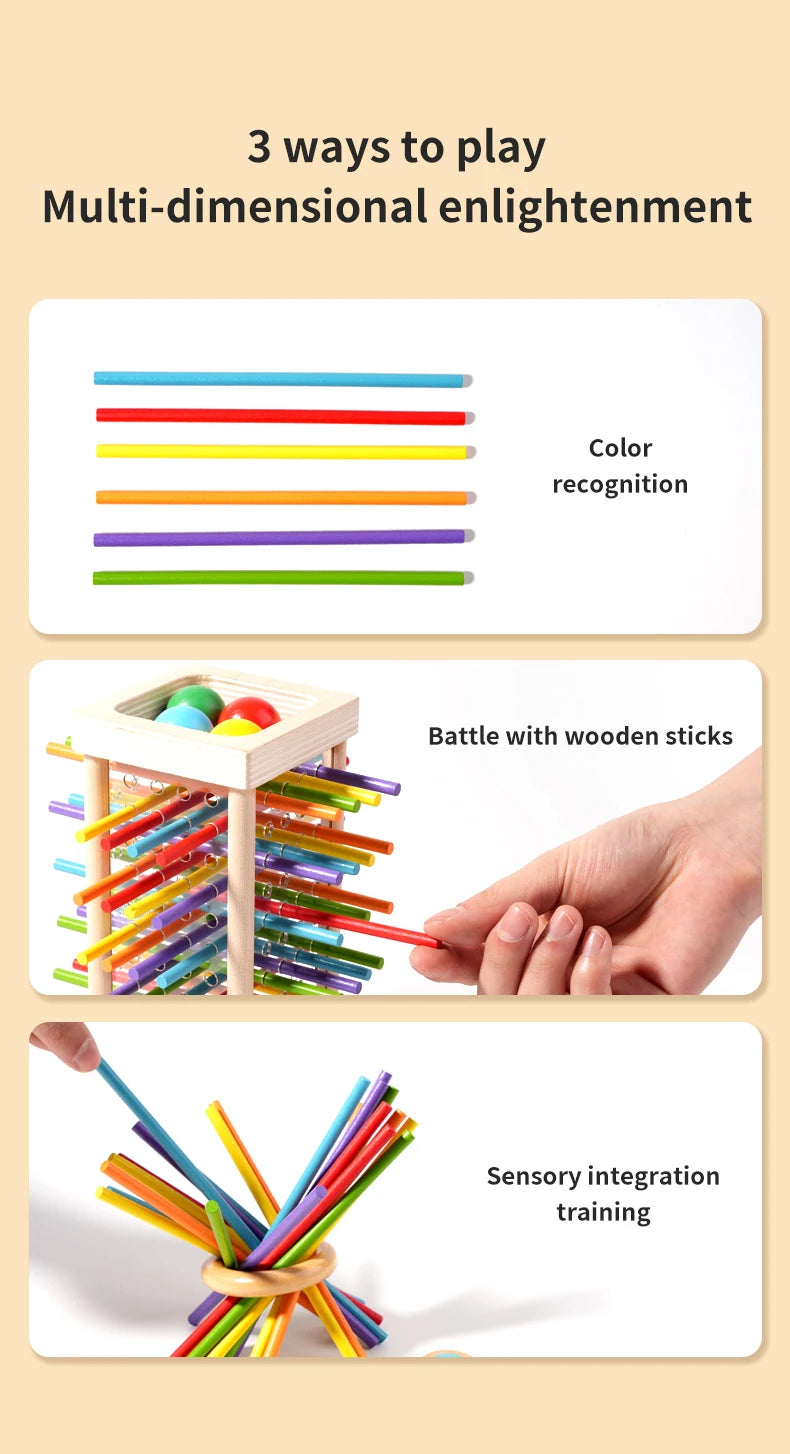 Parent child interactive wooden stick children's two person battle spatial thinking training puzzle toy