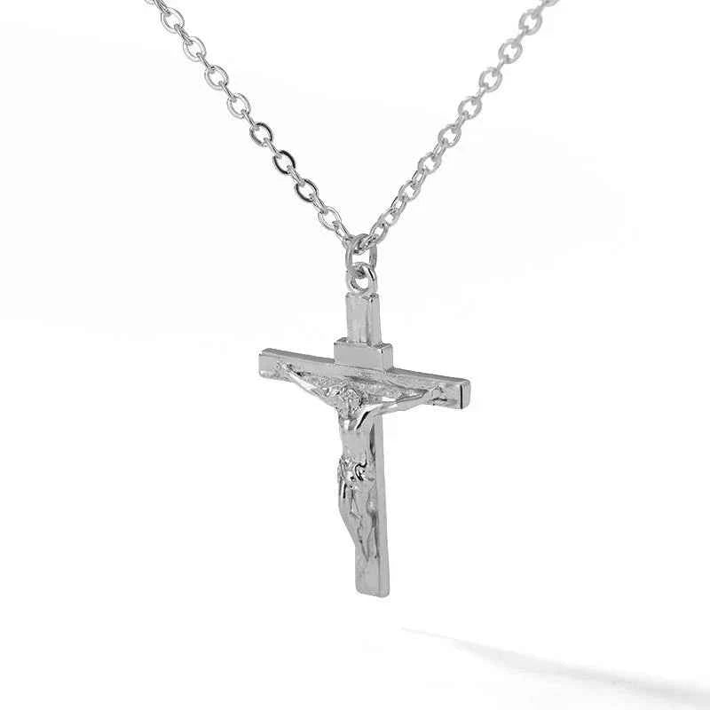 Cross Necklace 18K Gold Plated Religious Pendant Unisex Church Jewelry Gift Hypoallergenic Non-Fading Chain