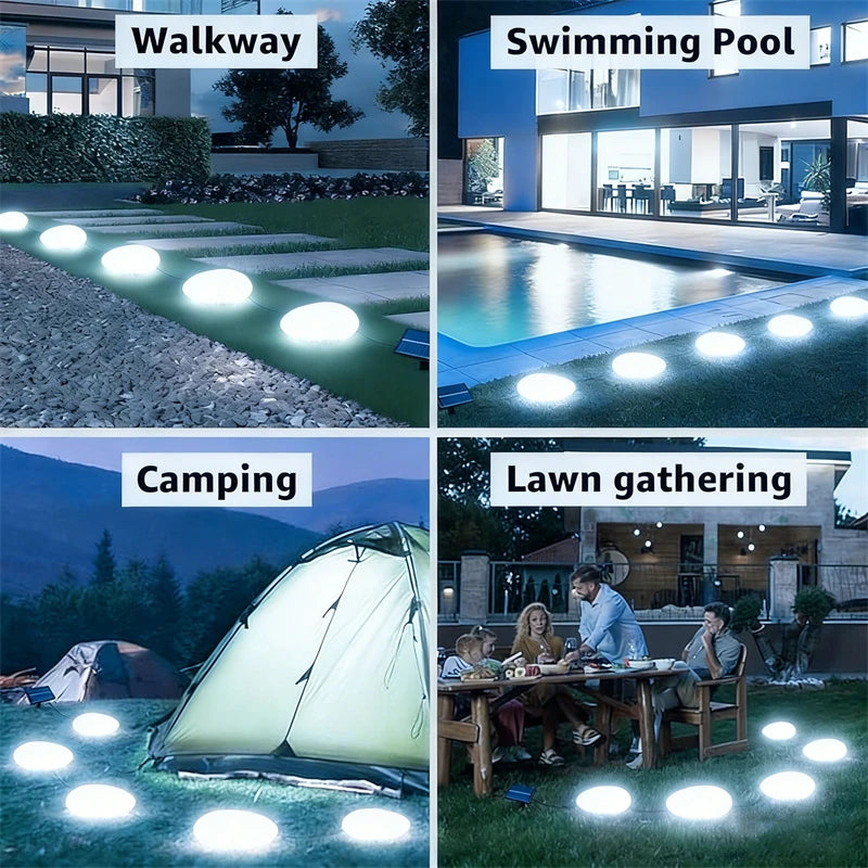 Solar Garden Lights Outdoor Waterproof Pebble Cobble Stones 2 Pack Changing LED Landscape Night Lights for Courtya,Paths,Stairs