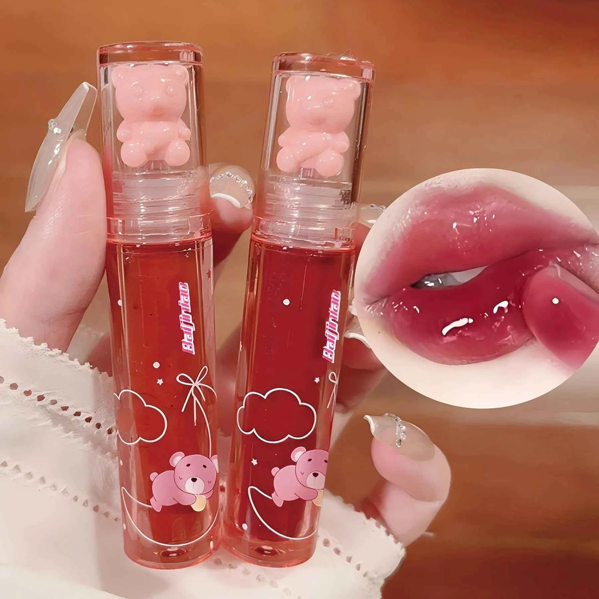 *Cute Bear Jelly Lip Gloss – Long-Lasting Mirror Shine
