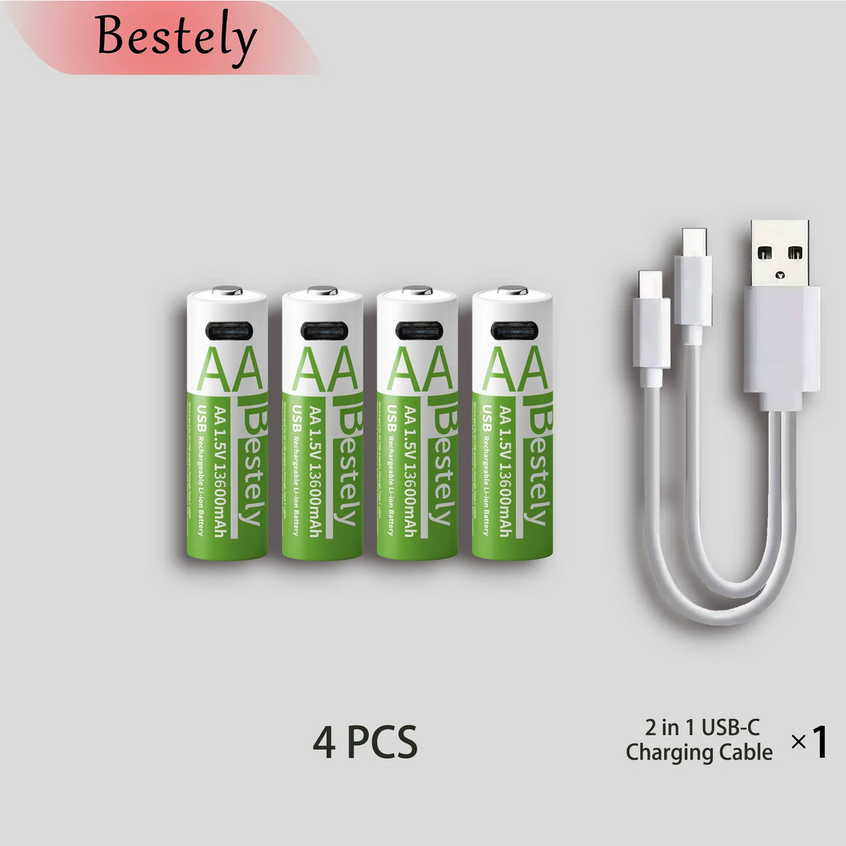 4 pcs batteries Color 1.5V AA USB Rechargeable Lithium Battery 13600mAh
