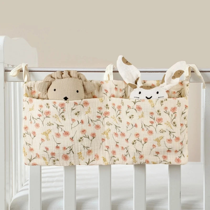 Baby Bedside Storage Bag Cribs Multifunctional Hanging Organizer Pocket for Drool Bibs Toy Diaper Baby Cribs Storage Bag