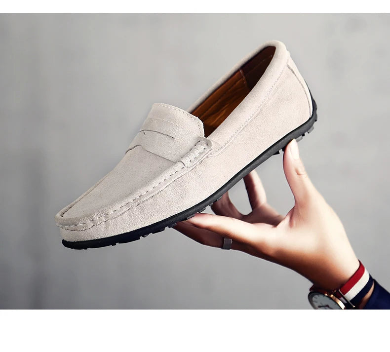 Men Casual Shoes Fashion Suede Leather Men Loafers High Quality Moccasins Slip On Men's Flats Lightweight Driving Shoes 38-47