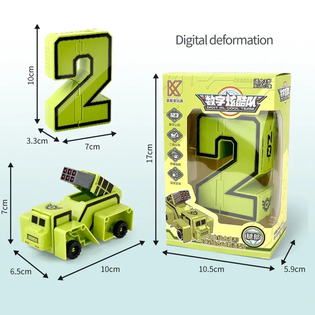 Kids Educational Deformation Toys: Digital Number Bots & Tank Warrior Transformation Robots
