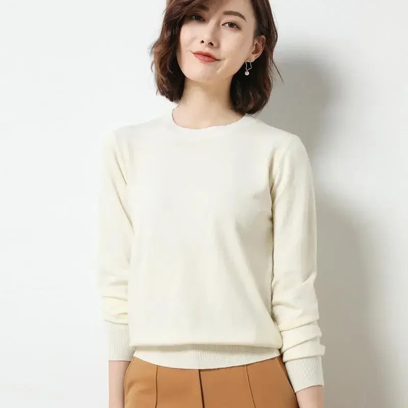 Women Sweaters 2026 O-neck Long Sleeve Autumn Winter Pullovers Fashion Korean Sweaters Bottoming Shirts Slim Knitwear Jumpers