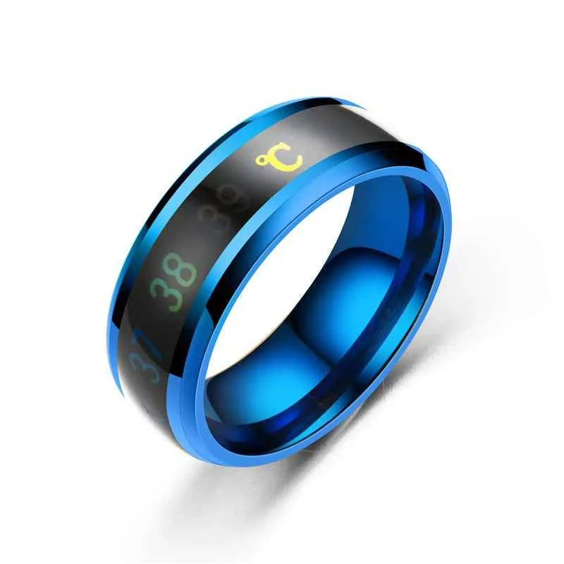 Smart Stainless Steel Multifunctional Ring for Couple Mood Feeling Intelligent Temperature Sensitive Rings Waterproof Jewelry