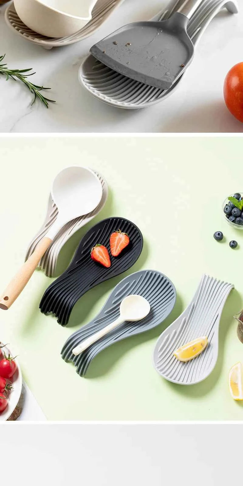 Silicone Kitchenware Tray, Kitchen Spatula, Soup Spoon, Silicone Spoon Holder, Household Thick Insulated Silicone Spoon Pad