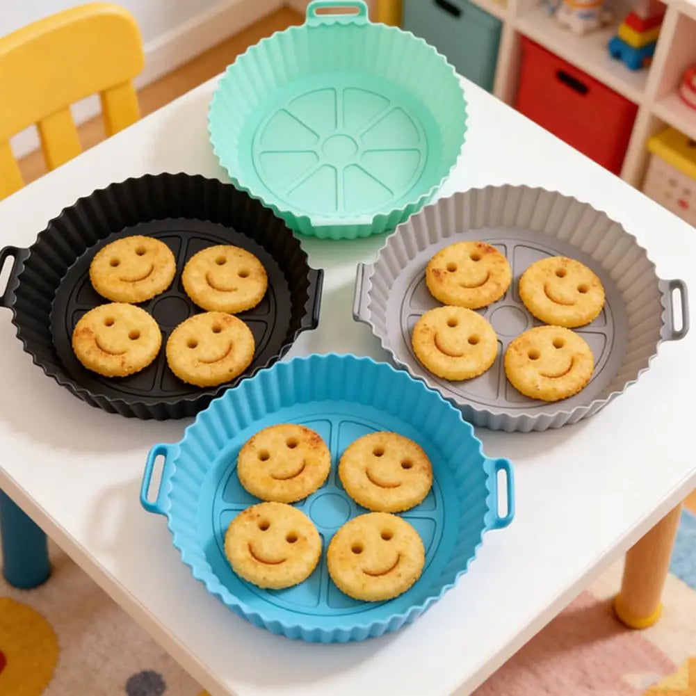 Air Fryer Silicone Liners Air Fryer Silicone Pot Reusable Silicone Air Fryer Liners Food Safe Non Stick Air-Fryer Accessories