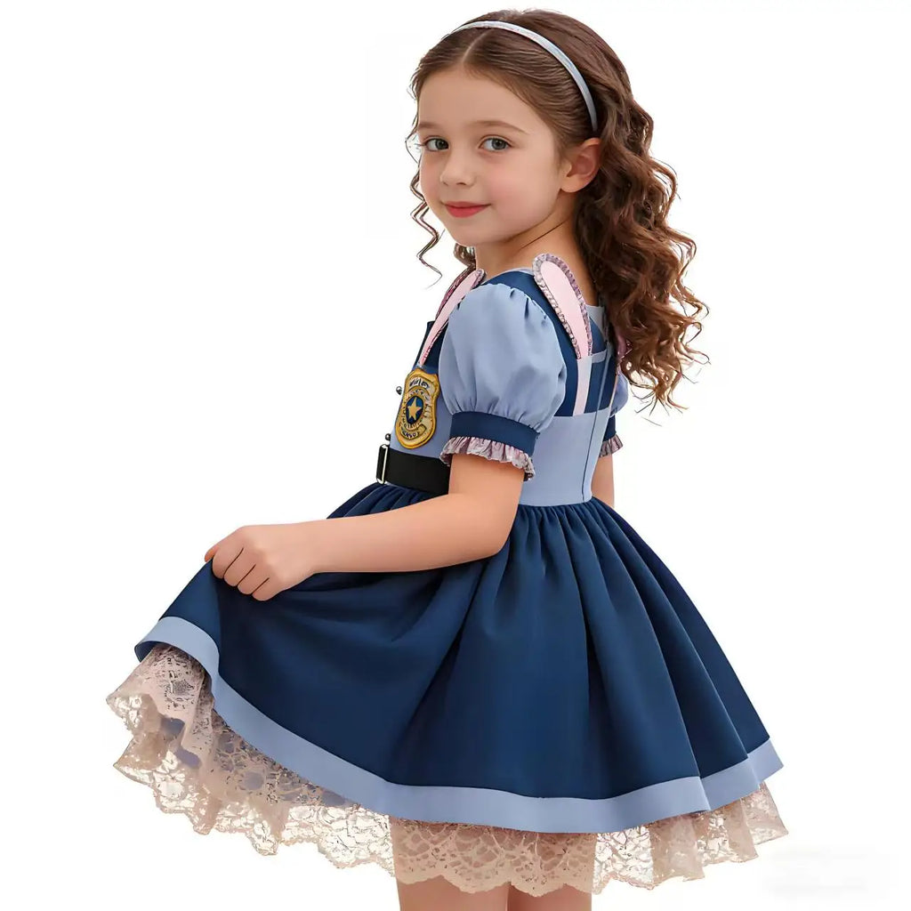 Disney Girls Cosplay Zootopia 2 Police Officer Judy Bunny Dress For Kids Holiday Party Cute Dress With Accessories Fancy Set