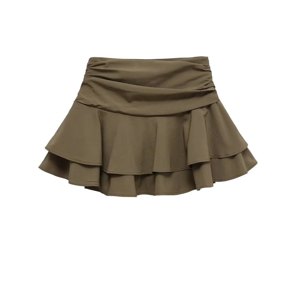 ETJ 2025  women's summer new sexy fashion hot girl style flouncy stacked decoration mid-waist short skirt pants
