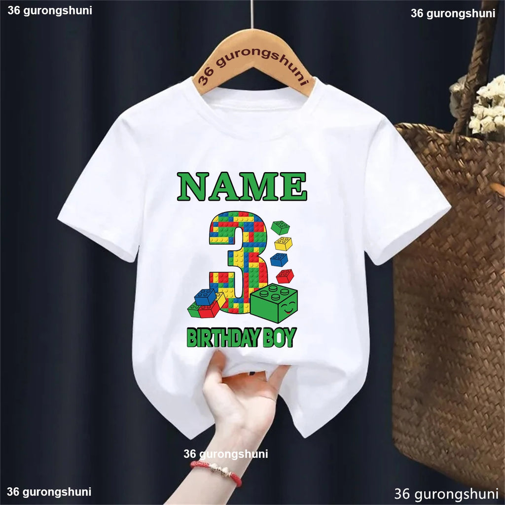 Building Blocks 1-10 Birthday Boys T-shirt Funny Block Graphic Print Toddler T-shirt Gifts kids Birthday Party Clothing T-shirt