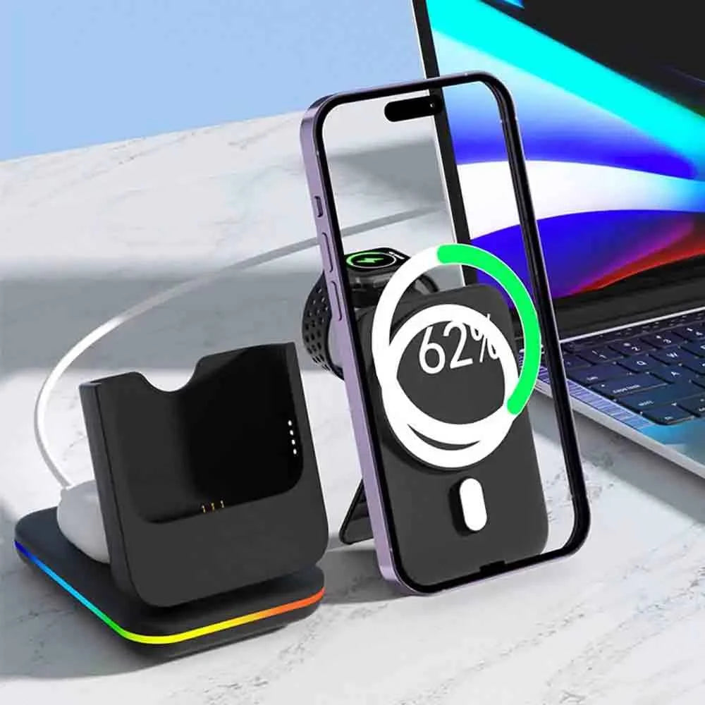 5000mAh Portable Power Bank 3-in-1 Wireless Charging Dock