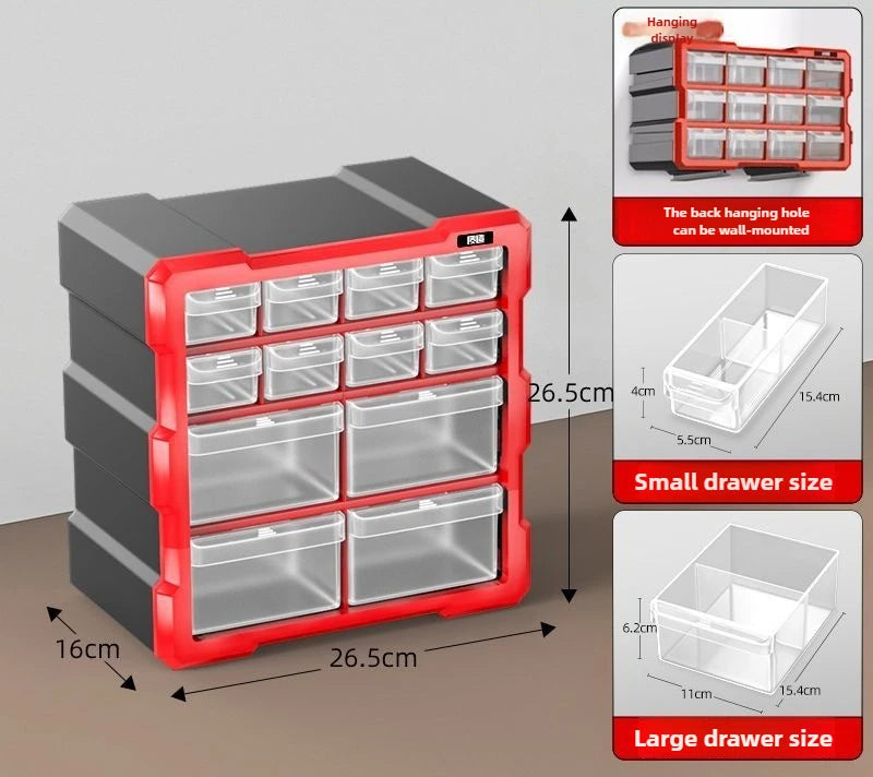Hardware Toolbox Hanging Design Tool Parts Box Drawer-type Classification Storage Box Sturdy and Durable Tools Packaging