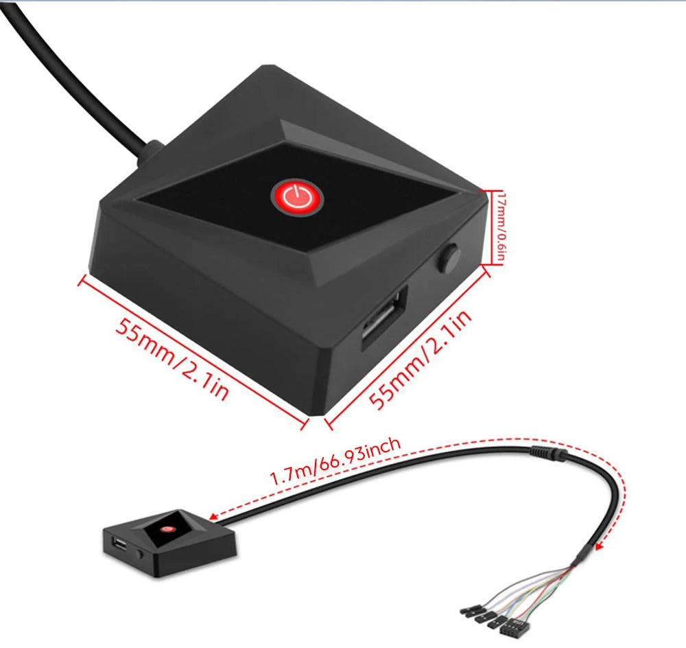 1.7m Computer External Switch +Restart+USB 2.0 PC Desktop Computer Power Control Cable USB Ports External Mouse Keyboard U Drive