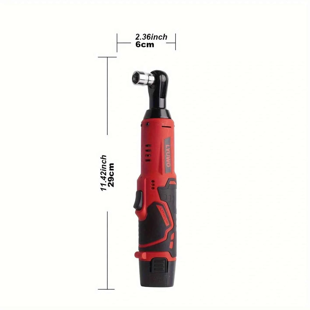 LYUWO 12V Cordless Right Angle Electric Wrench 45NM 3/8 Inch Ratchet Wrench Disassembly Nut Car Maintenance Tool With 4 Sockets