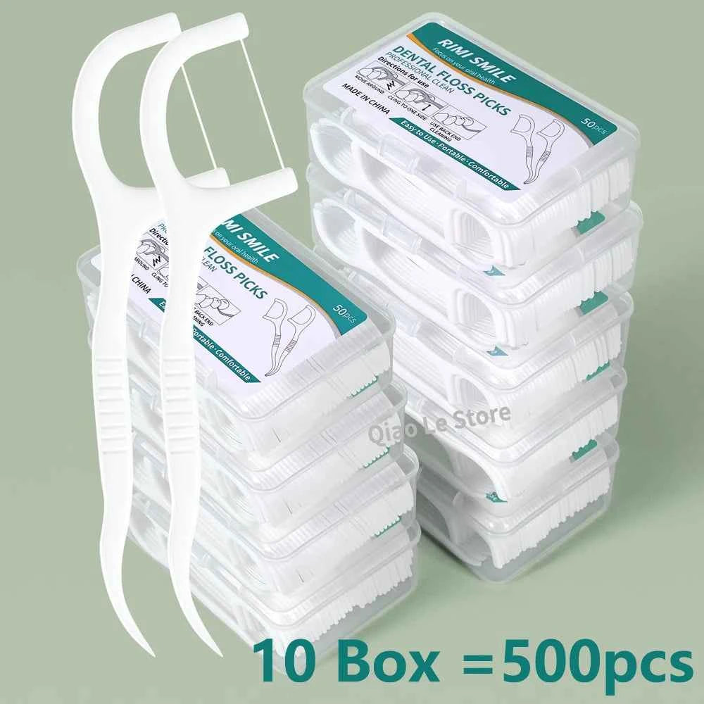 1/2/5/10 Box Portable Disposable Dental Floss Plastic Toothpick High-tension Dental Floss Stick Dental Floss Box ﻿Oral Care