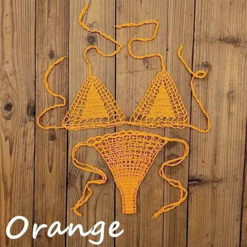 Handmade Crochet Mini Bikini Set Sexy Beach Micro-Swimsuit Sundress - Women's Swimwear