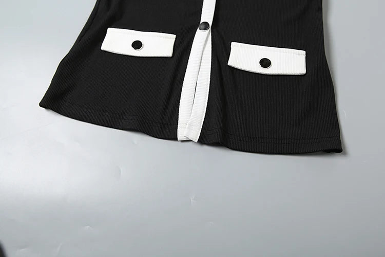 Sisterlinda Spring Release Junior Fashion Mini Sexy High Street Short Suit K25S63285 Girl Knit Solid Slim Sleeveless Vest Suit