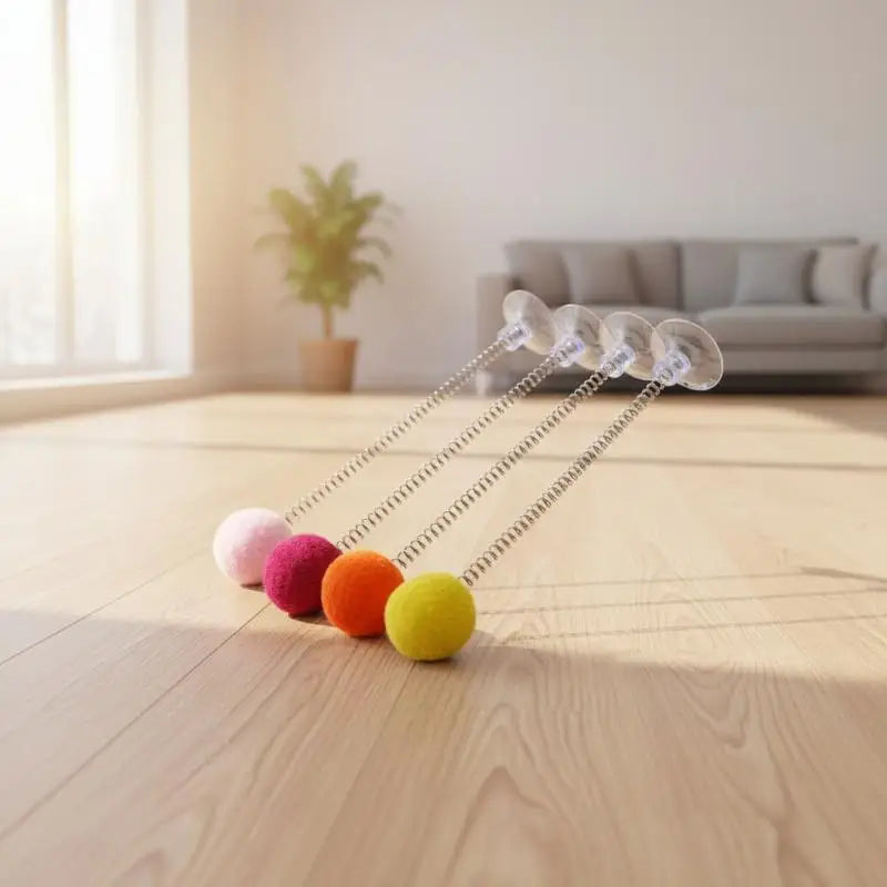Cat Spring Fur Ball Toy – Interactive Boredom Relief