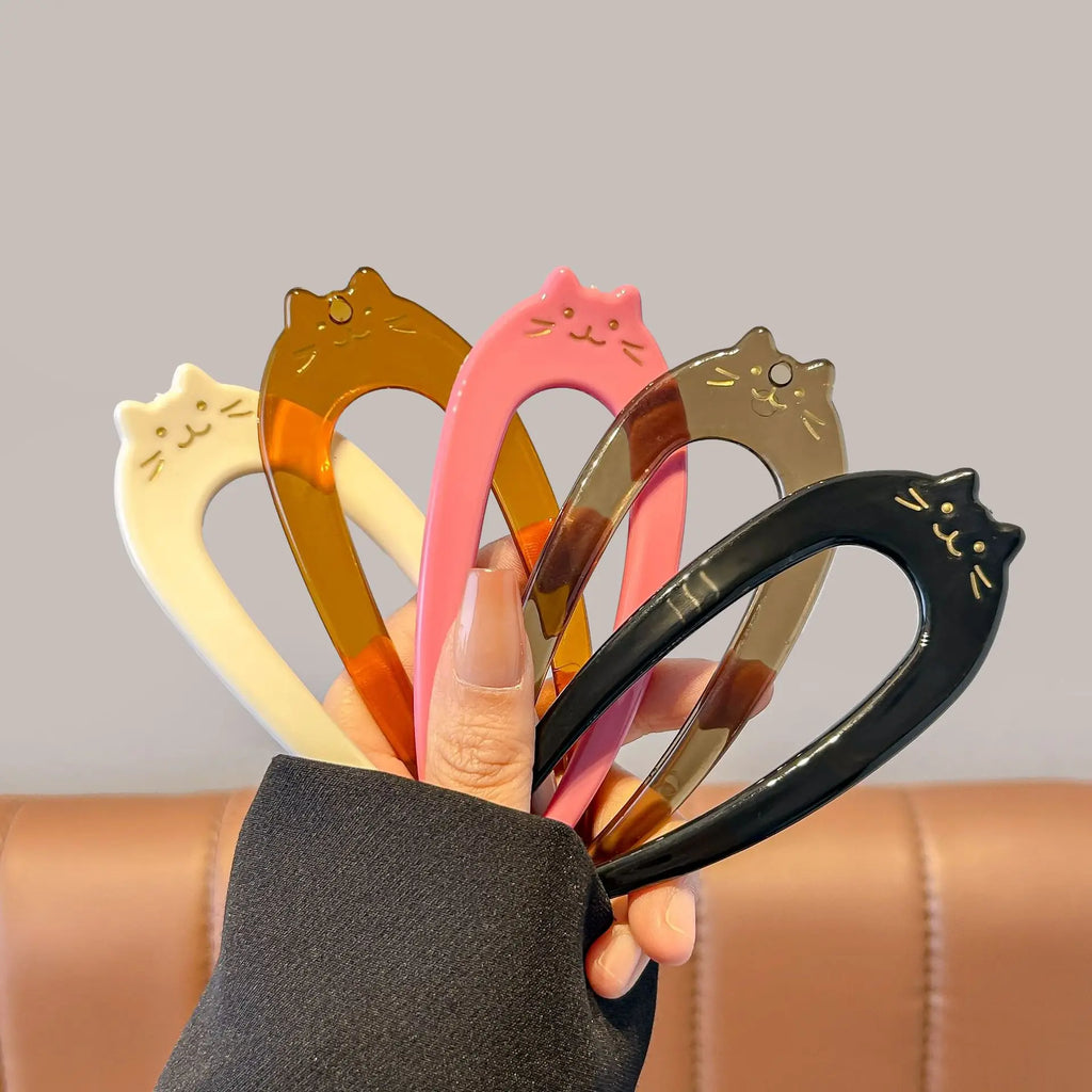 U-Shaped Hair Fork Fashion Tortoiseshell Acetate Acrylic Hairpin Geometric Headwear Hair Sticks Women Girls Hair Accessories