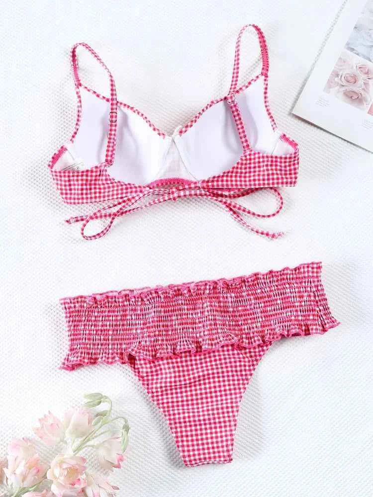 Triangle Bikinis Bow Swimsuit Women Sexy Swimwear Bandage Bikini Set Summer Biquini Female Beachwear Low Waist Thong Swimsuits