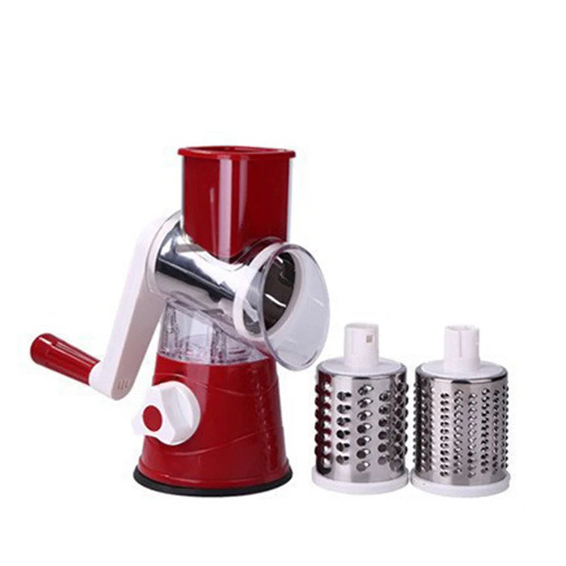 3-in-1 Rotating Cheese Grater Multi-Function Manual Vegetable Slicer Peanut & Cheese Grinder Vegetable Chopper