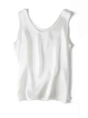 SuyaDream. Women Basic Cozy Tanks, 100%Real Silk, O neck Sleeveless Chic T Shirt, 2025 Solid Summer Vests, White, Pink, Beige