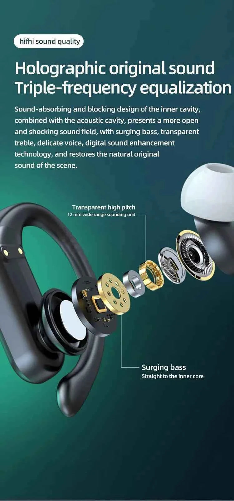 A520 Wireless Bluetooth Headset HD Sound Quality Stereo Universal Headset Touch Light Mini High Quality Earplugs Anti-Sweat