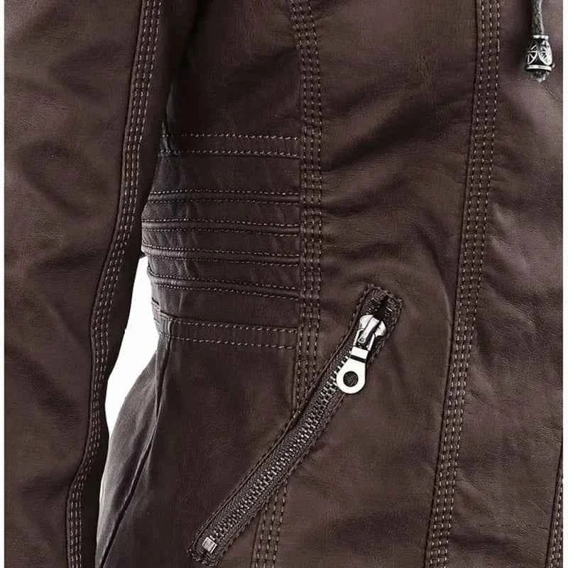 Gothic Faux Leather Jacket Women Coat 2025 Hoodies Winter Autumn Motorcycle Jacket Black Outerwear Leather PU Basic Jacket Coat