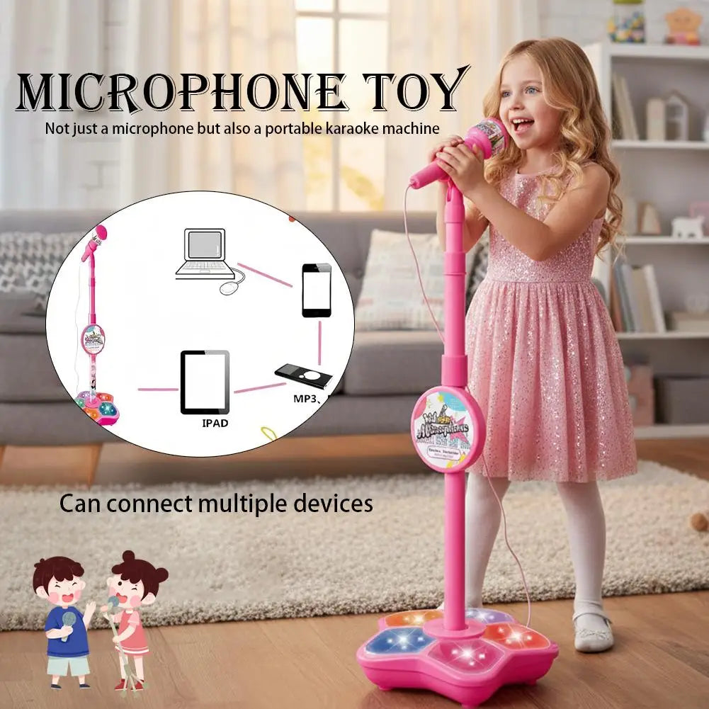 Kids Microphone with Stand Karaoke Song Music Instrument Toys Brain-Training Educational Toy Birthday Gift for Girl Boy