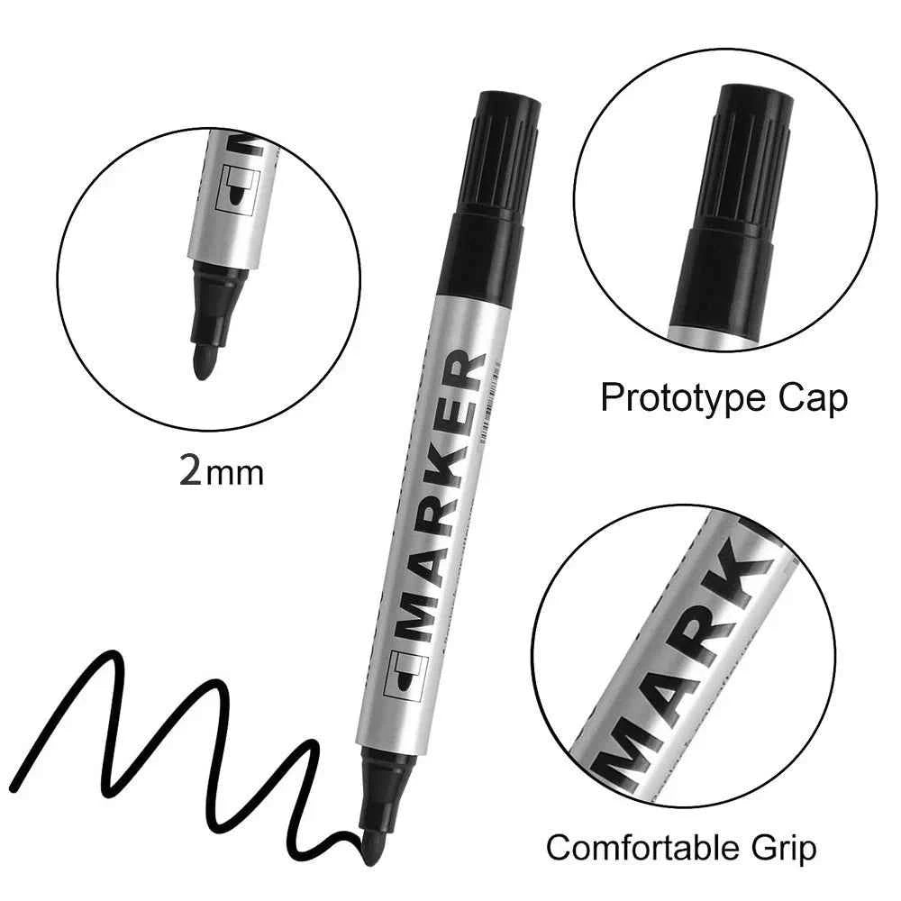 Permanent Paint Marker Pen Waterproof Black Pen for Tyre Oily Markers Quick Drying Signature Pen Stationery Supplies