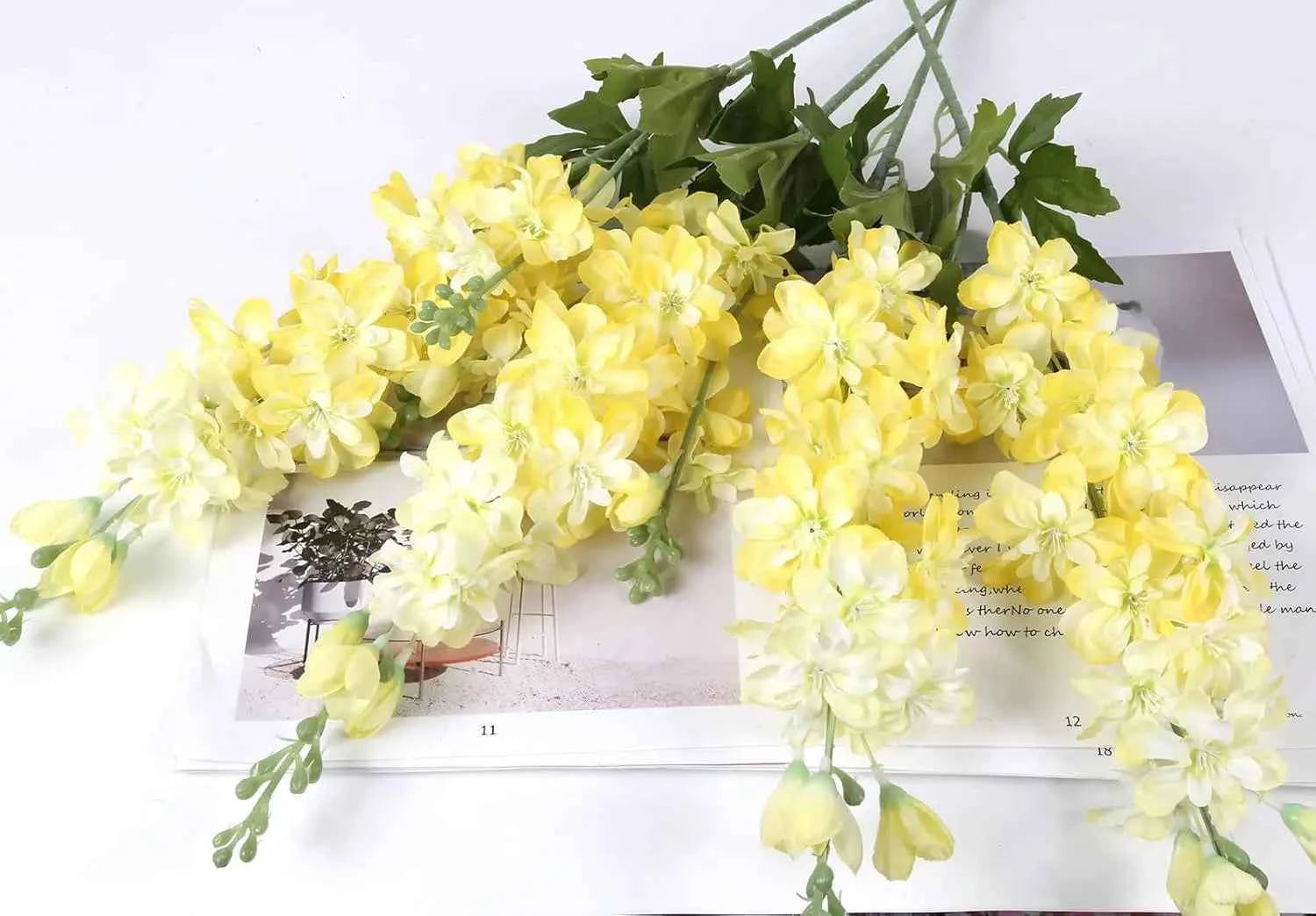 YeeNanee 6pcs Blue Delphinium Artificial Flowers Long Stem Larkspur for Wedding Centerpieces Floral Arrangements Home Vase Decor