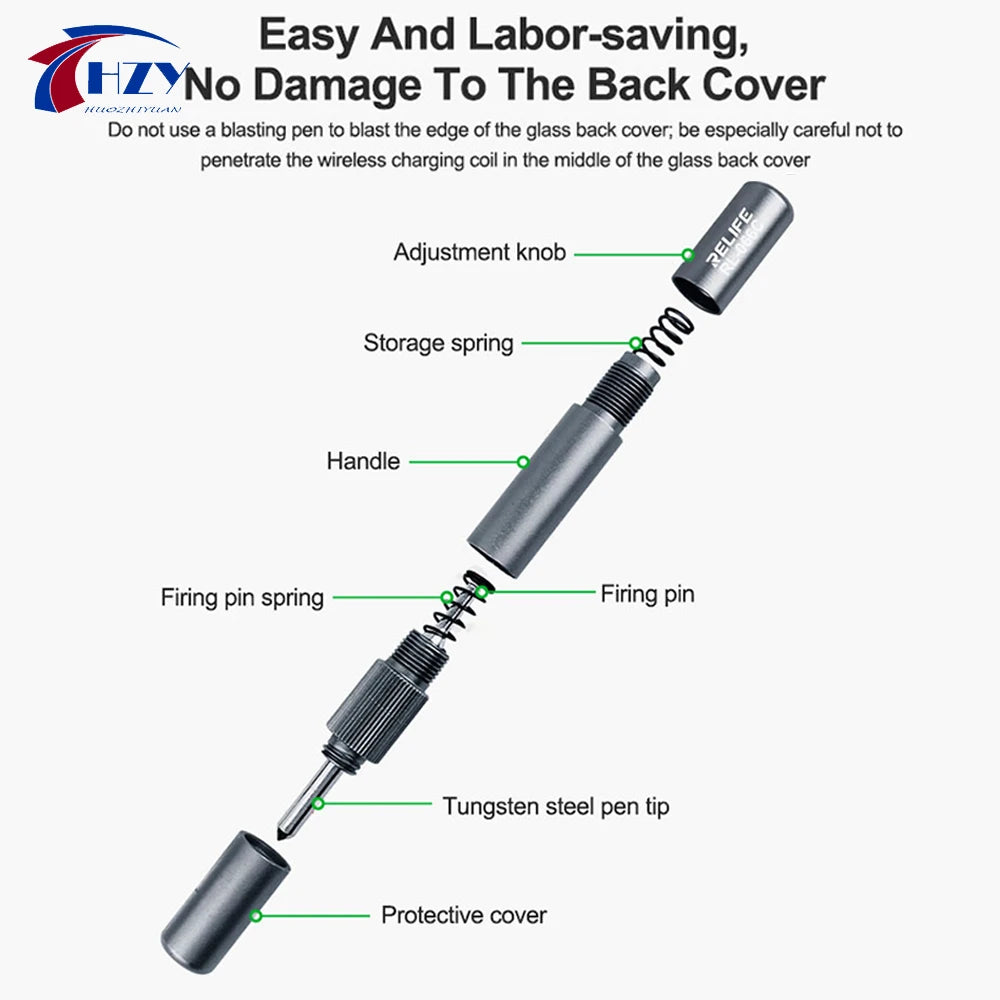 RELIFE RL-066C Back Glass Breaking Pen Phone Rear Camera Disassembly Tools Back Glass Removal Repair Refurbushing Blasting Tool