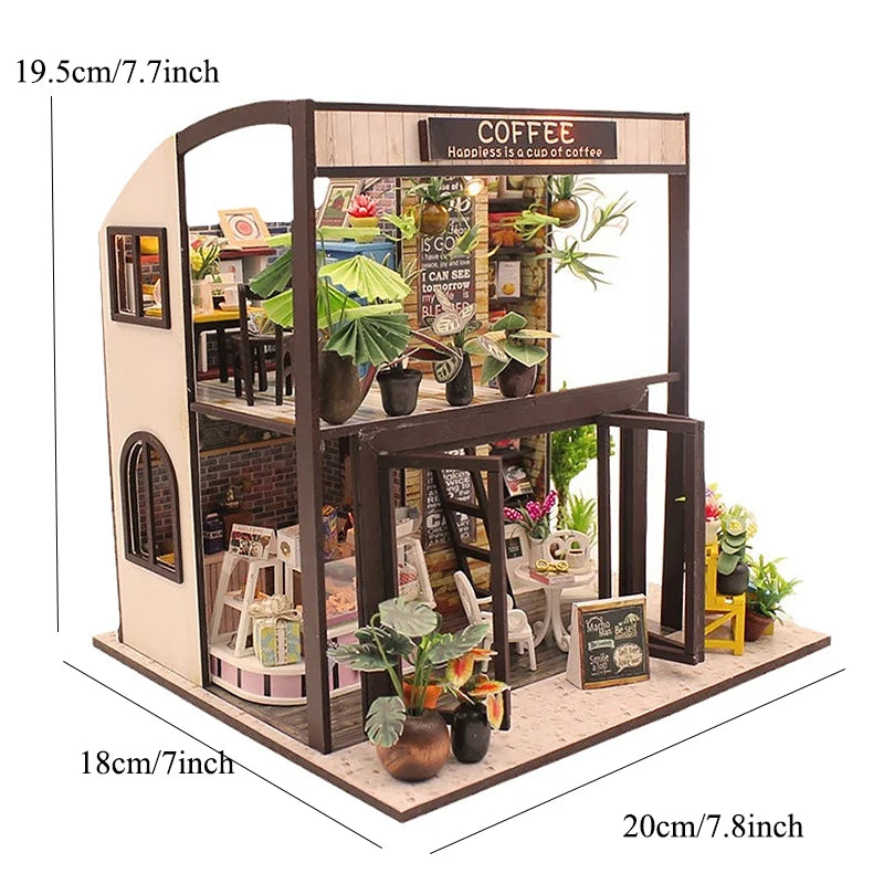 DIY Wooden Dollhouse Mini Building Kit Handmade Doll House Case Model 3D Puzzle Assembly With Furniture Toys For Christmas Gifts