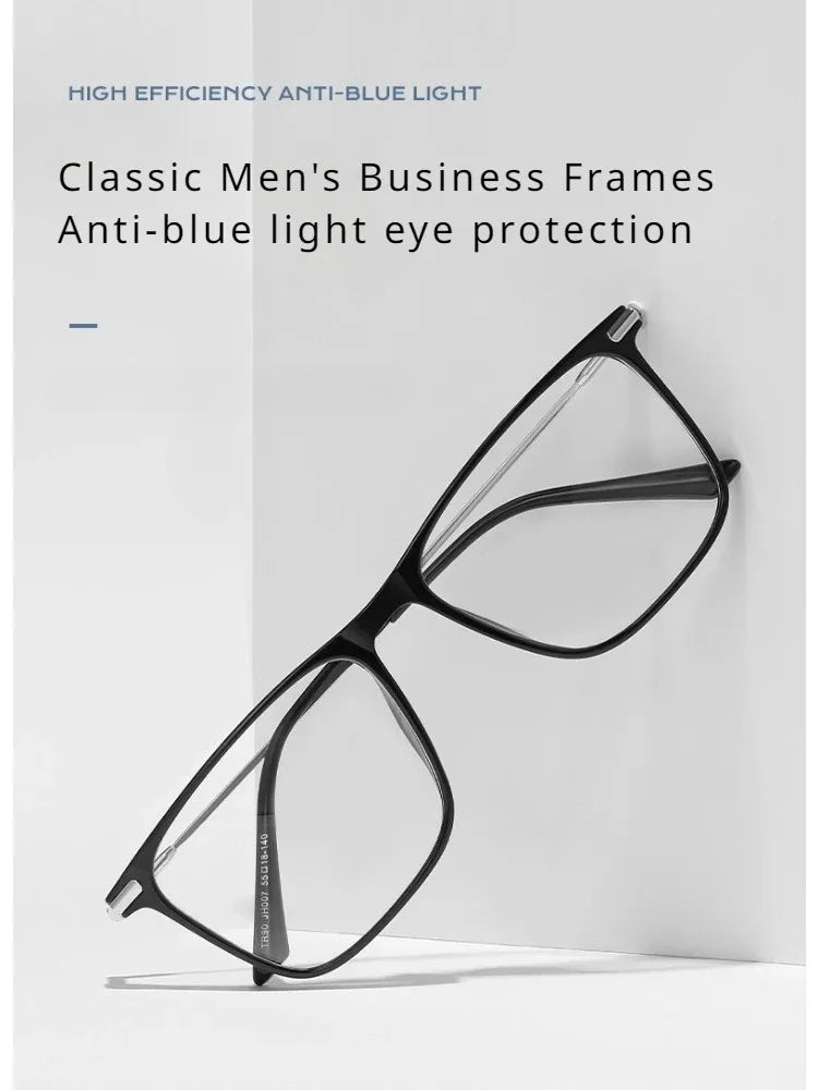 VICKY Classic Titanium Men's Square Frame Simple Design Blue Light Reading Glasses Customizable Prescription Photochromic 007