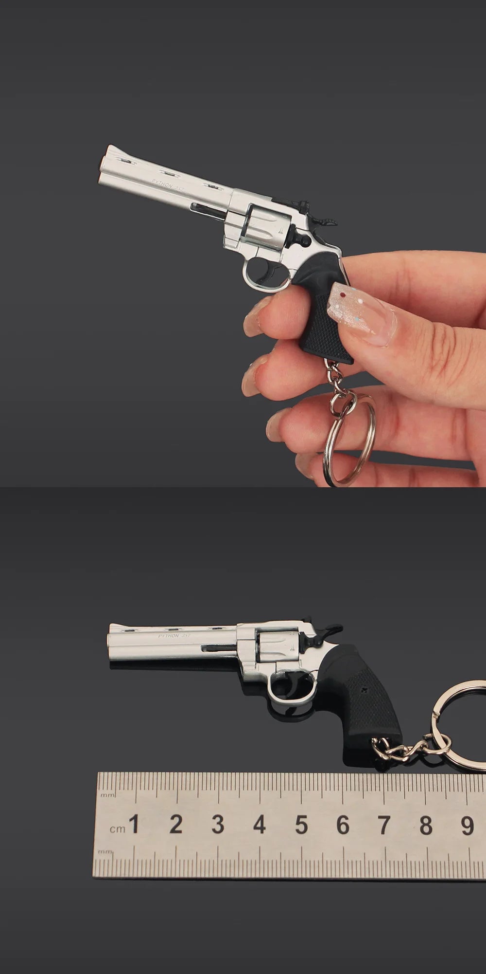 7cm Detachable Colt 357 Revolver Metal Gun Keychain Model Military-themed Keyrings Car Keychain Fashionable Men Accessories
