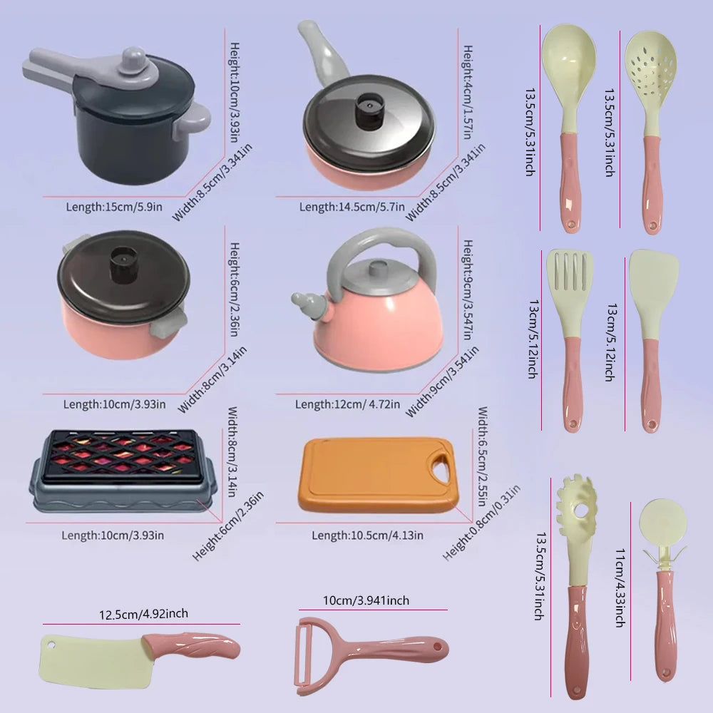 Kids Kitchen Toys Set 92/69/59 PCS Play Food with Pots Pans & Utensils Small Pretend Cooking Toys for Toddlers Girls Boys Gift