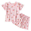 Baby Girl Strawberry Pajamas Set Summer Short Sleeve Thin Two Piece Toddler Kids Sleepwear Infant Home Wear Clothes