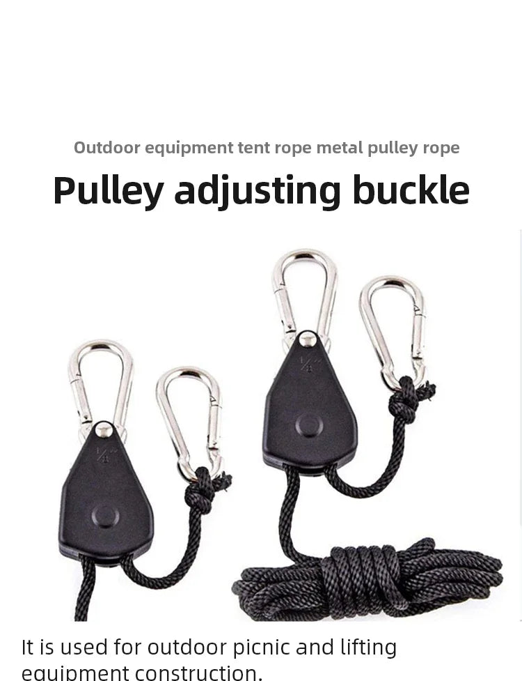 5m Adjustable 8 1 Inch Hanging Rope for Outdoor Camping Plant Growing Light Rope Ratchet Hanger Pulley Lifting Pulley Hook