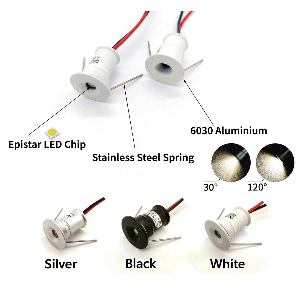 1W Mini Spotlight 12V Downlight Led Spot Dimmable Kitchen Cabinet Spot Lights Recessed Ceiling Light with Remote Control
