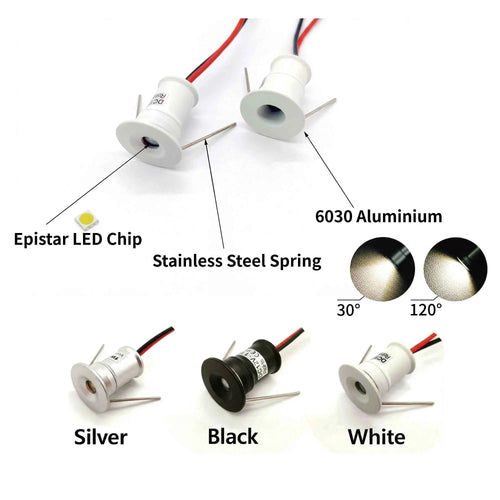 1W Mini Spotlight 12V Downlight Led Spot Dimmable Kitchen Cabinet Spot Lights Recessed Ceiling Light with Remote Control