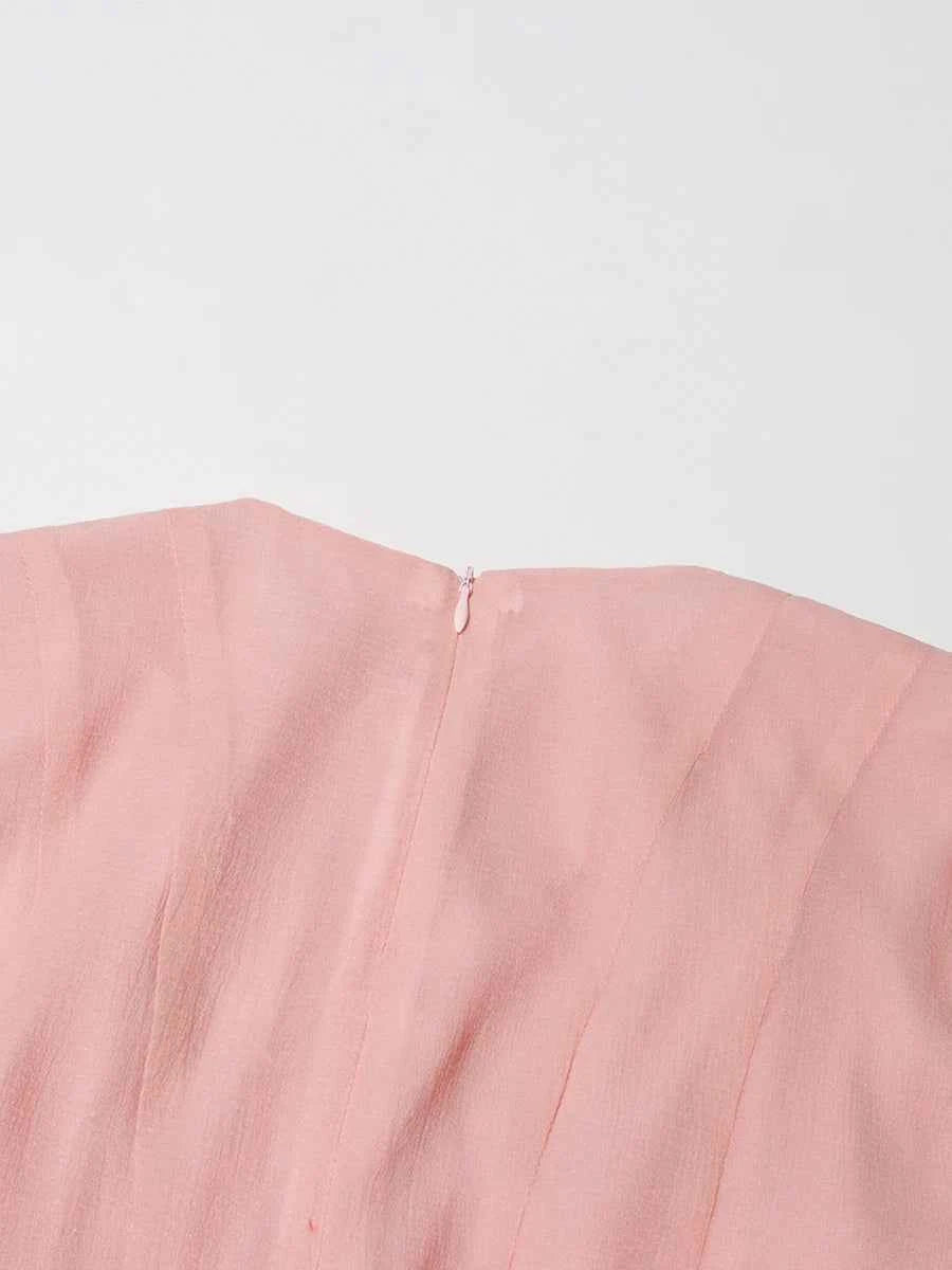 TWOTWINSTYLE Solid Spliced Button Slimming Dresses For Women O Neck Long Sleeve High Waist Patchwork Ruffles Female Fashion New