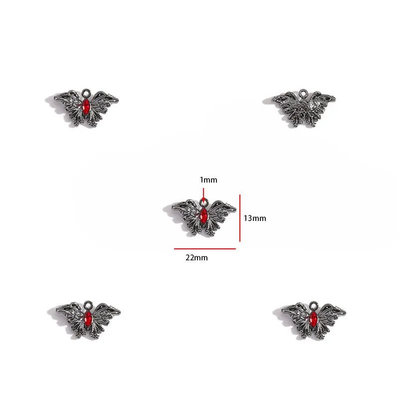2pcs 25 styles Dark Gothic Retro Black flower moon Heart snake charm for Personalized Necklace Earrings Pendant DIY Accessories